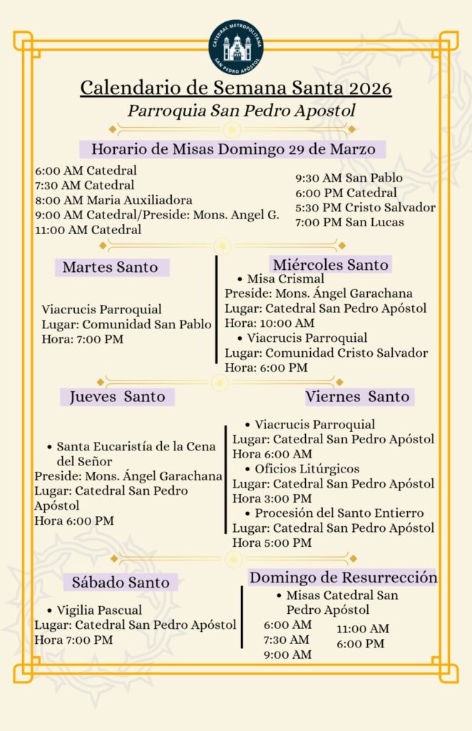 Programas de Semana Santa en las parroquias de la Arquidiócesis de San Pedro Sula