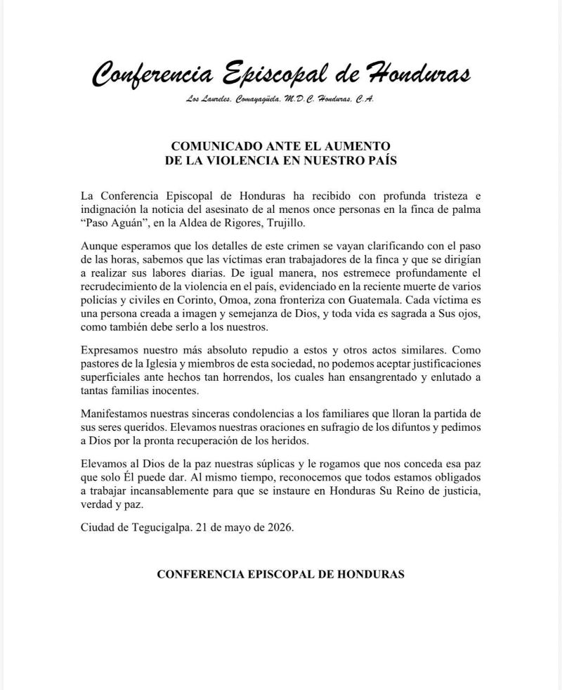Comunicado de la CEH ante el aumento de la violencia en nuestro país